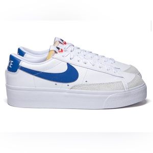 Nike Blazer Low • Women • White/Royal Blue • Platform • Size  5 • Like New